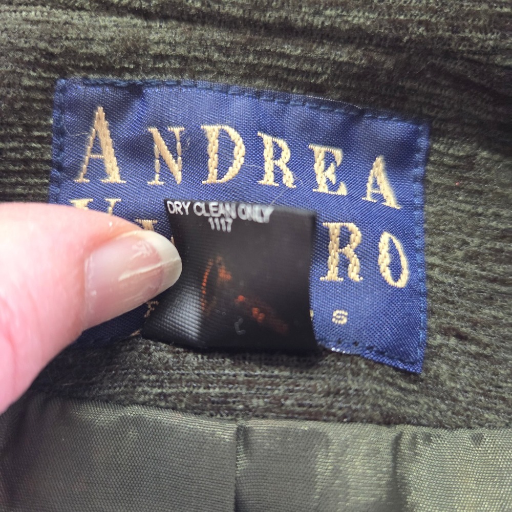 Andrea Viccaro Blazer Women 6P‎ Olive Green Chenille Textured Two Button Lined - Picture 7 of 11
